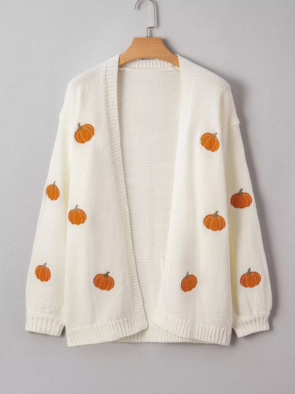 Halloween Pumpkin Embroidered Knit Cardigan - Trendsi - Flyclothing LLC