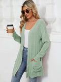 Pocketed Open Front Long Sleeve Cardigan - Trendsi - Flyclothing LLC