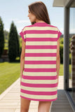Striped Round Neck Cap Sleeve Mini Dress - Trendsi - Flyclothing LLC