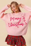 SO ME Merry Christmas Tinsel Lettering Sweater - Trendsi - Flyclothing LLC