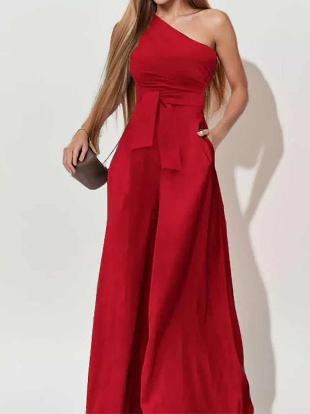 Full Size One-Shoulder Wide Leg Jumpsuit Plus Size - Trendsi - Flyclothing LLC