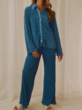 Button Up Long Sleeve Top and Pants Set - Trendsi - Flyclothing LLC