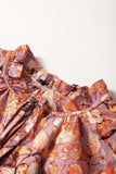 Floral Ruffled Layered Short Sleeve Tie Neck Blouse - Trendsi - Flyclothing LLC