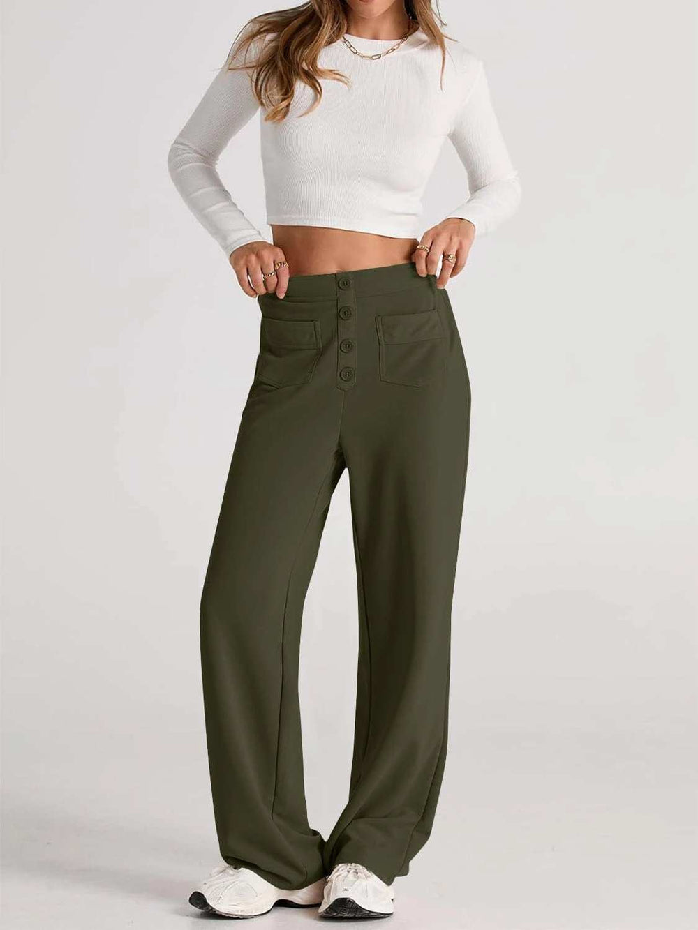 High Waist Wide Leg Pants - Trendsi - Flyclothing LLC