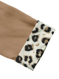 Lapel Collar Leopard Cuff Long Sleeve Blazer - Trendsi - Flyclothing LLC