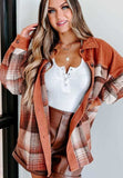 Plaid Button Up Long Sleeve Jacket - Trendsi - Flyclothing LLC