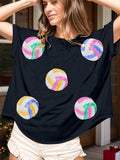 Sequin Round Neck Short Sleeve T-Shirt - Trendsi - Flyclothing LLC