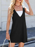 V-Neck Wide Strap Overalls Dress - Trendsi - Flyclothing LLC