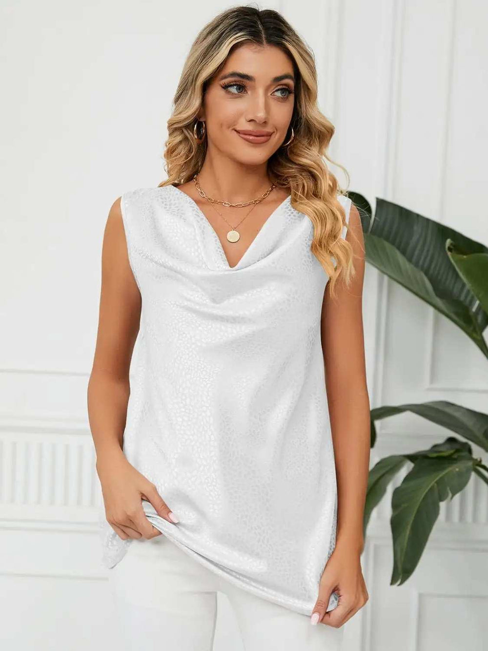 Solid Cowl Neck Top - Trendsi - Flyclothing LLC