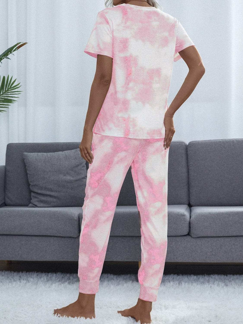 Tie-Dye Round Neck Short Sleeve Top and Pants - Trendsi - Flyclothing LLC