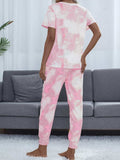 Tie-Dye Round Neck Short Sleeve Top and Pants - Trendsi - Flyclothing LLC