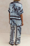 Printed Button Up Shirt and Pants Set - Trendsi - Flyclothing LLC