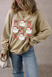 Santa Graphic Round Neck Long Sleeve Sweatshirt - Trendsi - Flyclothing LLC