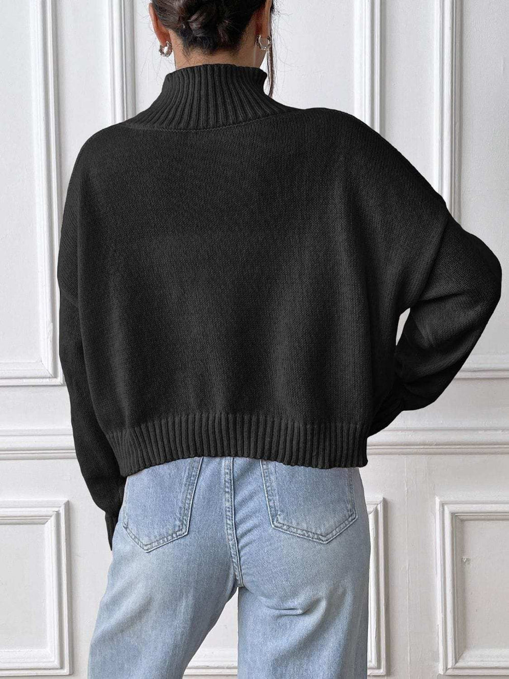 Bow Turtleneck Long Sleeve Sweater - Trendsi - Flyclothing LLC