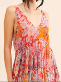 Printed V-Neck Sleeveless Dress - Trendsi - Flyclothing LLC