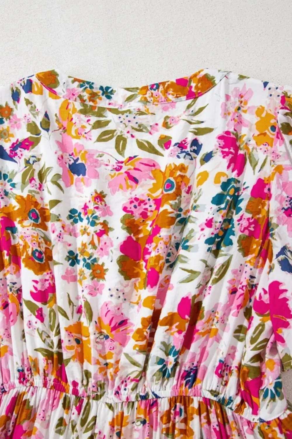 Floral Short Sleeve V Neck Dress with Pockets - Trendsi - Flyclothing LLC