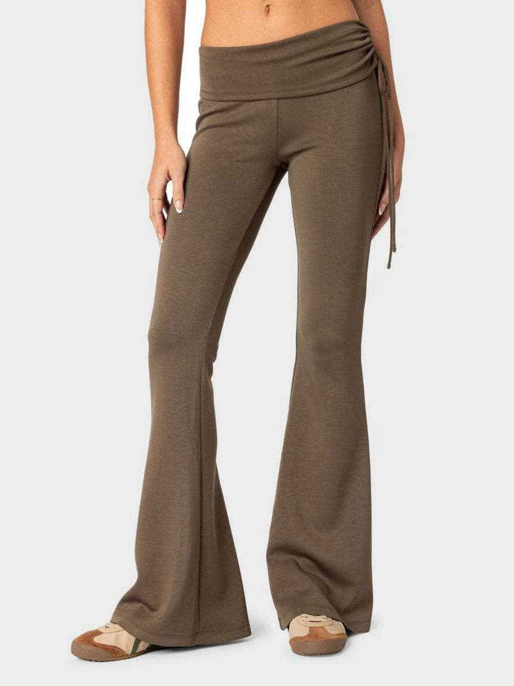 Drawstring Ruched Flare Pants - Trendsi - Flyclothing LLC