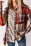 Plaid Patchwork Collared Neck Shacket - Trendsi - Flyclothing LLC