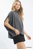 Umgee Textured Mock Neck Relaxed Top - Trendsi - Flyclothing LLC