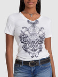 Graphic V-Neck Short Sleeve T-Shirt - Trendsi - Flyclothing LLC