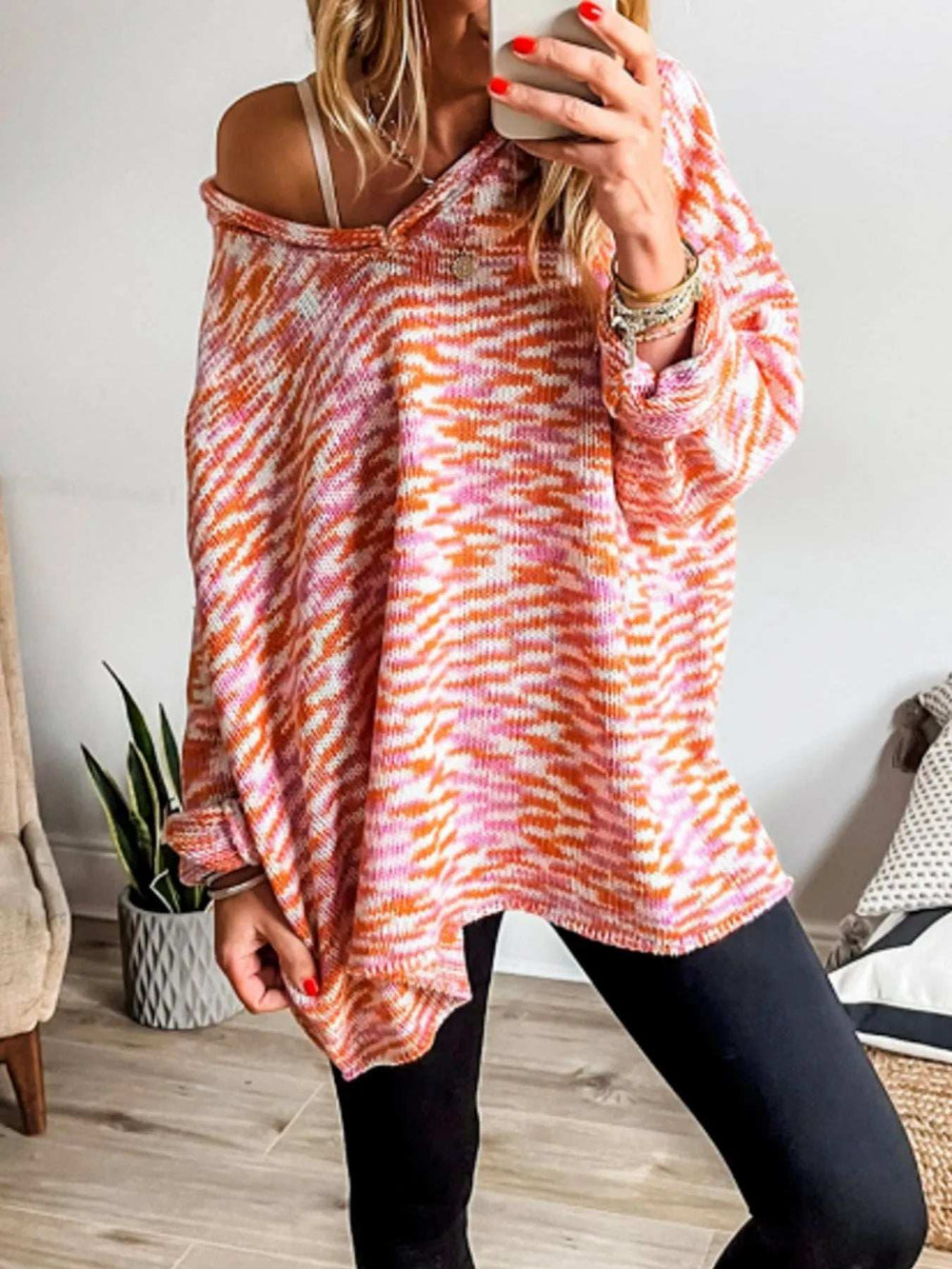 Multi-Color V-Neck Sweater - Trendsi - Flyclothing LLC