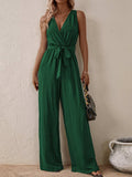 Tied Surplice Sleeveless Wide Leg Jumpsuit - Trendsi - Flyclothing LLC