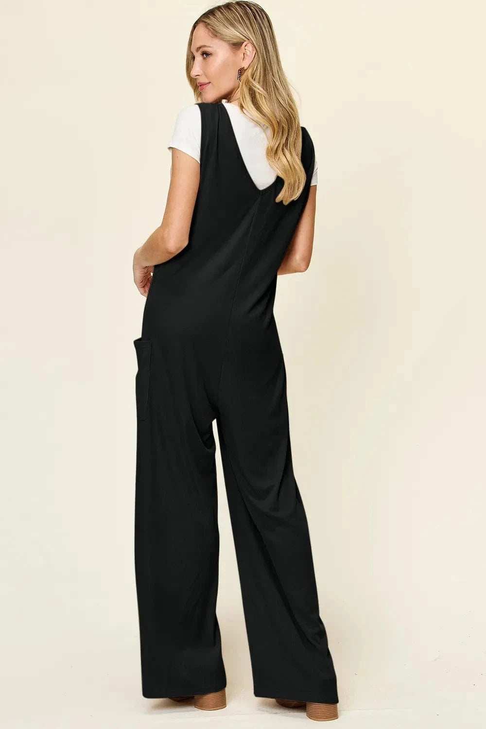 Double Take Full Size Sleeveless Wide Leg Jumpsuit with Pockets - Trendsi - Flyclothing LLC