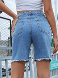 Distressed Raw Hem Denim Shorts - Trendsi - Flyclothing LLC