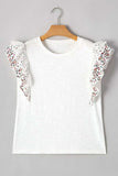 Floral Lace Eyelet Patched Butterfly Sleeve Blouse - Trendsi - Flyclothing LLC