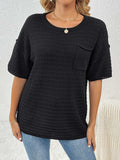 Round Neck Half Sleeve Knit Top - Trendsi - Flyclothing LLC