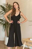 ADORA Black Textured Wide-Leg Jumpsuit - Trendsi - Flyclothing LLC