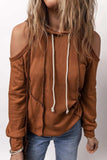 Cold Shoulder Long Sleeve Hoodie - Trendsi - Flyclothing LLC