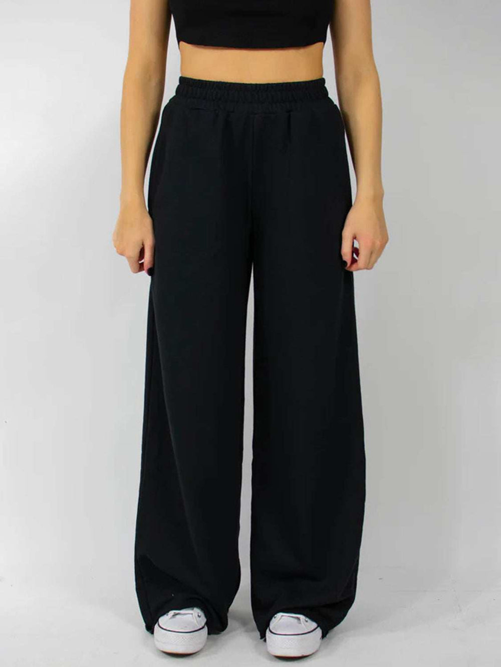 Elastic Waist Wide Leg Pants - Trendsi - Flyclothing LLC