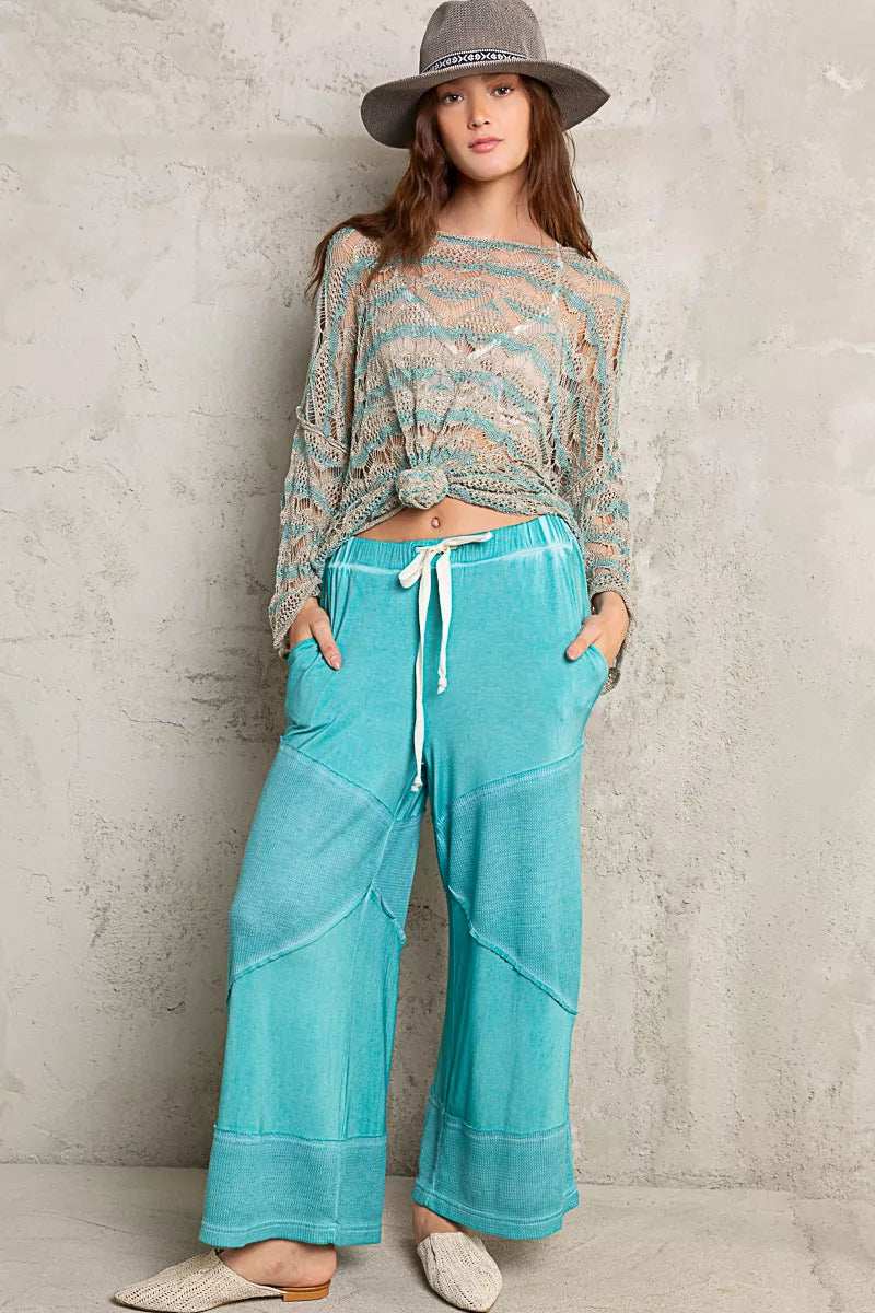 POL Elastic Waistband Wide Leg Pants with Drawstring - Trendsi - Flyclothing LLC