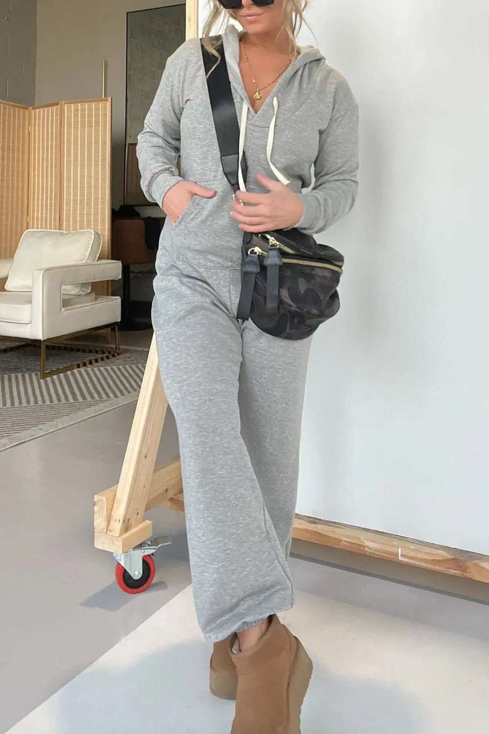 Full Size Drawstring Long Sleeve Jumpsuit - Trendsi - Flyclothing LLC