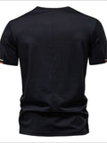 Men's Embroidered Round Neck T-Shirt - Trendsi - Flyclothing LLC