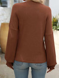 Ribbed Round Neck Long Sleeve T-Shirt - Trendsi - Flyclothing LLC