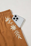 Embroidered Boho Tasseled Drawstring Elastic Waist Casual Shorts - Trendsi - Flyclothing LLC