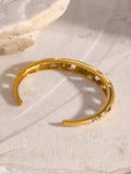 Stainless Steel Inlaid Rhinestone Cutout Bracelet - Trendsi - Flyclothing LLC