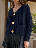 Button Down Long Sleeve Cardigan - Trendsi - Flyclothing LLC