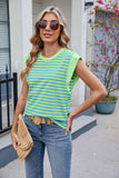 Contrast Striped Round Neck T-Shirt - Trendsi - Flyclothing LLC