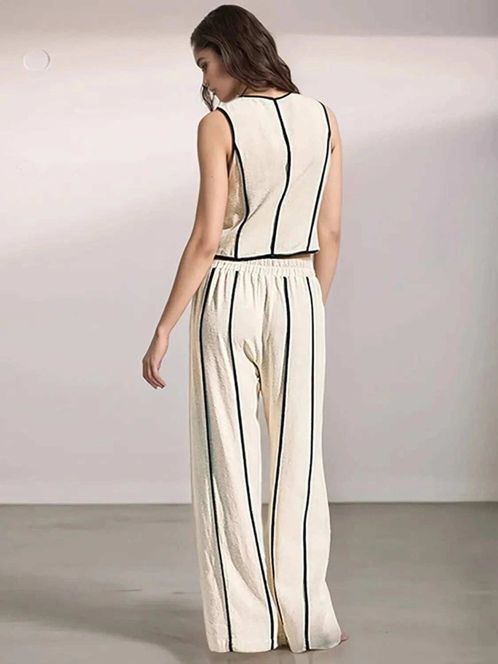 Stripe Vest and Pants Two-Piece Set - Trendsi - Flyclothing LLC