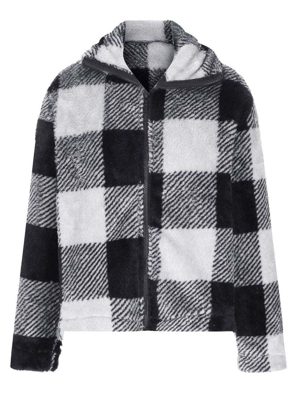 Full Size Plaid Zip Up Long Sleeve Jacket - Trendsi - Flyclothing LLC