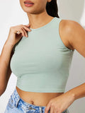 Round Neck Cropped Tank - Trendsi - Flyclothing LLC