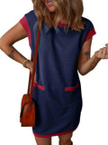 Round Neck Cap Sleeve Mini Dress - Trendsi - Flyclothing LLC