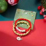 2 Piece Christmas Santa Beaded Bracelet - Trendsi - Flyclothing LLC