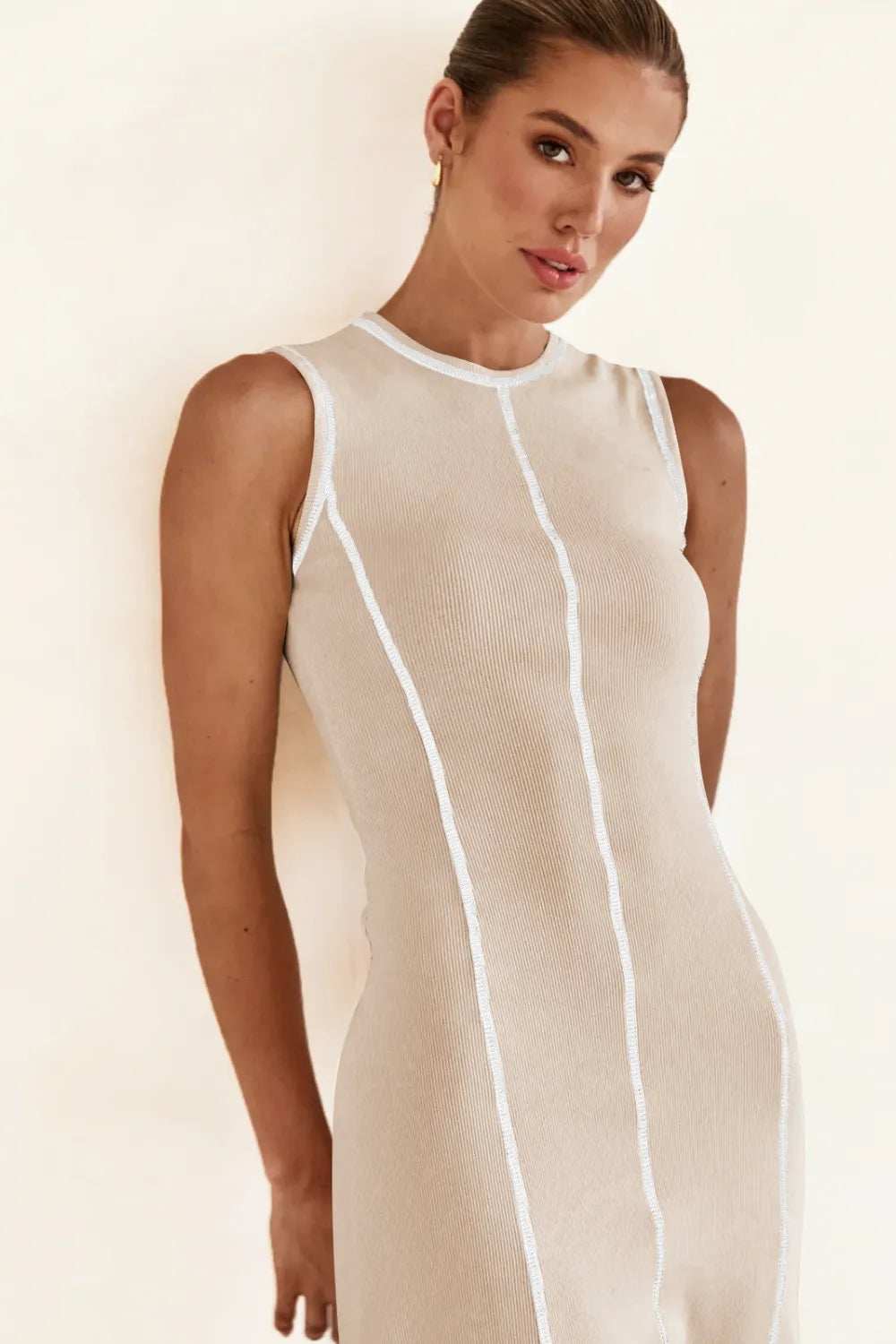 Contrast Stitching Maxi Tank Dress - Trendsi - Flyclothing LLC