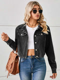 Button Up Long Sleeve Denim Jacket - Trendsi - Flyclothing LLC