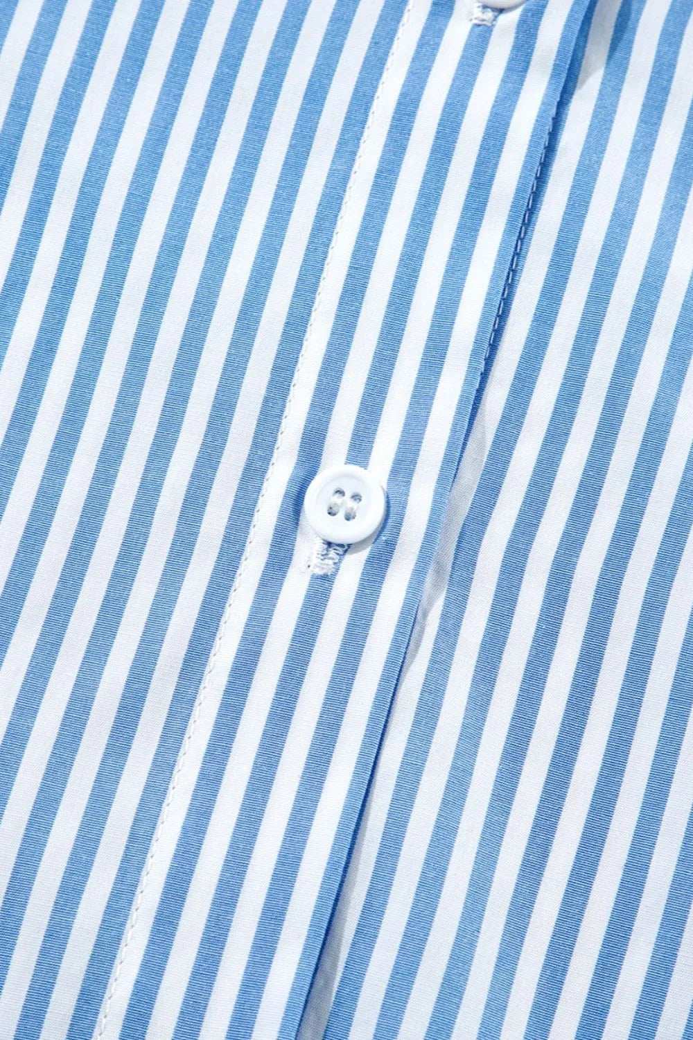 Stripe Bubble Short Sleeve Tiered Scallop Midi Dress - Trendsi - Flyclothing LLC