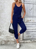 Scoop Neck Tie Waist Jumpsuit - Trendsi - Flyclothing LLC